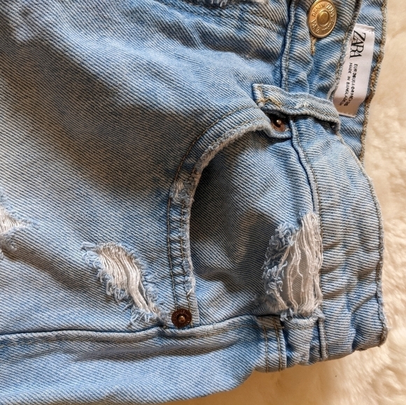 Zara high rise denim mon jean cut off shorts 26 - Picture 2 of 7